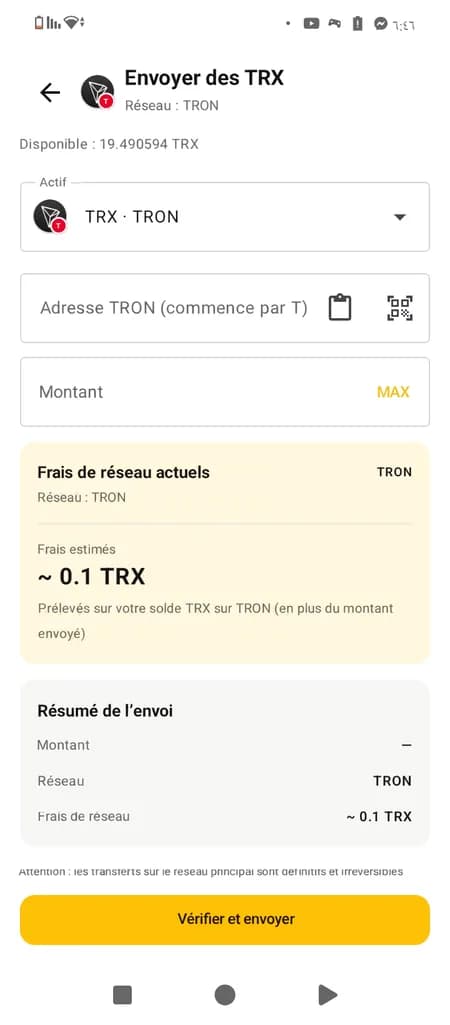 Envoyez de l'USDT par lien — l'expéditeur paie les frais