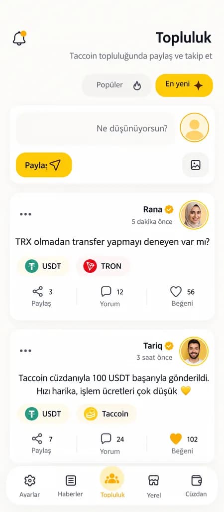 Cüzdandan ayrılmadan paylaşın ve takip edin