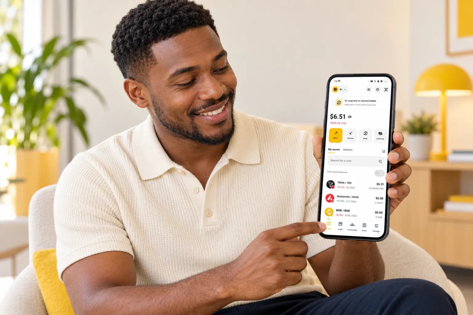 Taccoin Wallet app screens in English